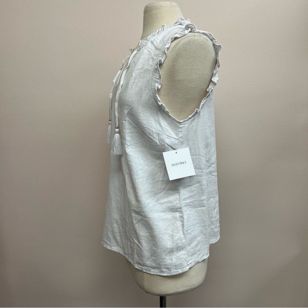 Ellen Tracy Sleeveless Blouse in White - Picture 4 of 6